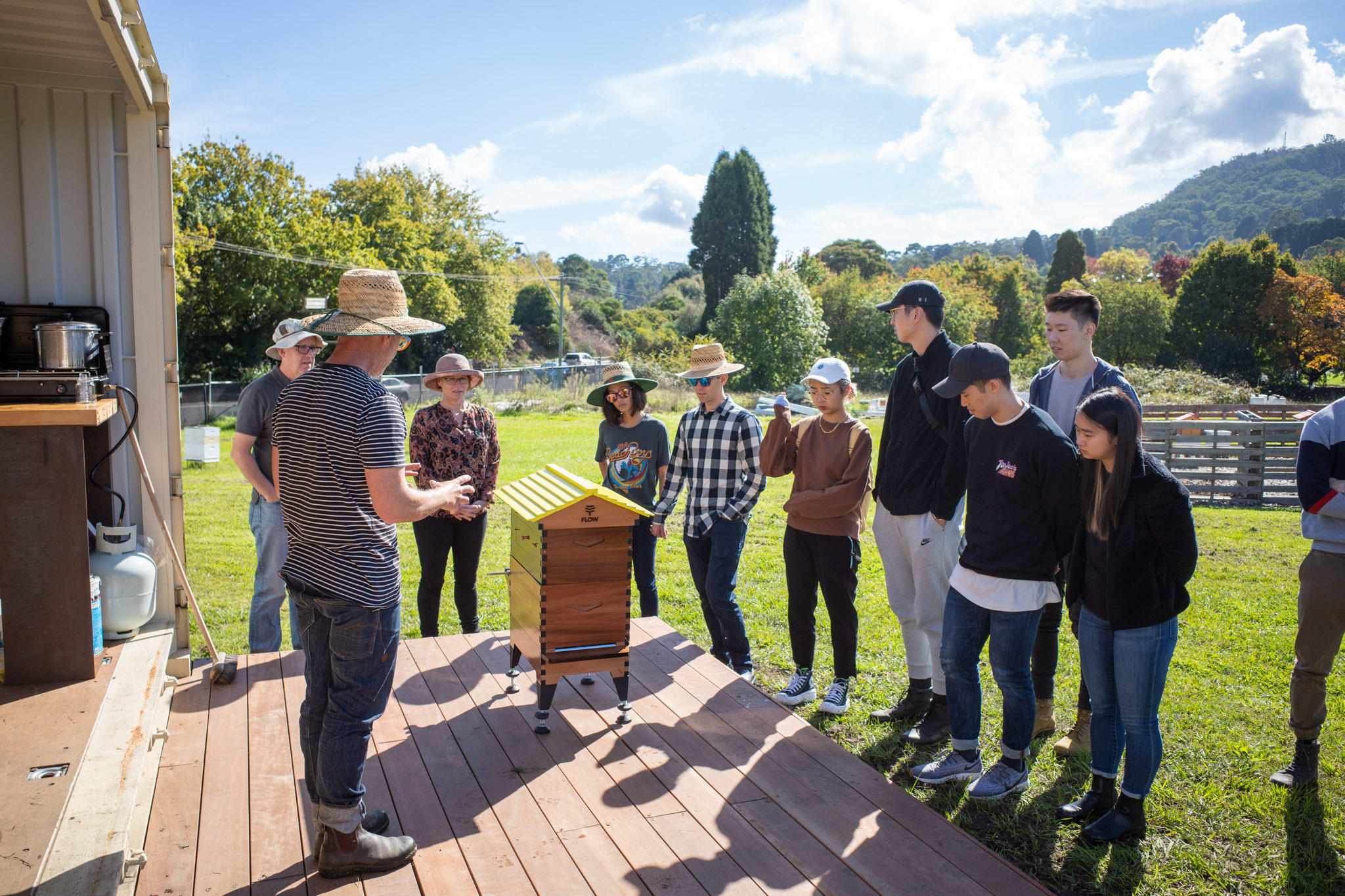 A corporate group exercise and beekeeping visit